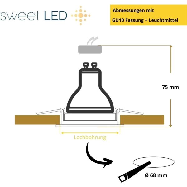 LED Einbaustrahler GU10 5W 230V | 12er Set Weiß Schwenkbar 3000K Einbauspots