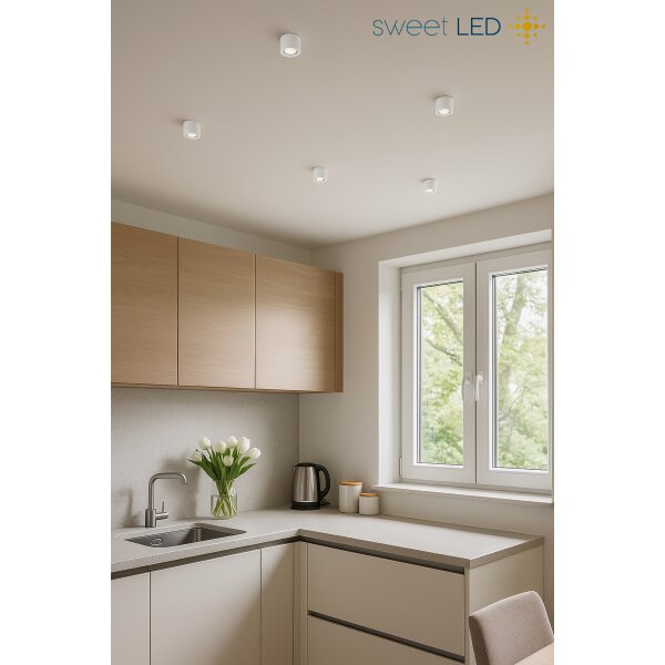 Flach LED Aufbaustrahler Weiß Schwenkbar | 5W Warmweiß 230V