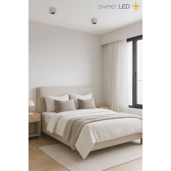 IP20 GU10 LED Aufbaustrahler Eckig Alu Gebürstet 230V Schwenkbar | 2er Sparpack (Ohne Leuchtmittel)