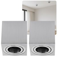 IP20 GU10 LED Aufbaustrahler Eckig Alu Gebürstet...