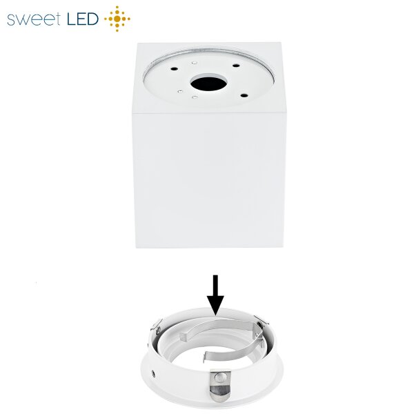 IP20 LED Aufbaustrahler GU10 Eckig Aluminium Weiß Matt 230V Schwenkbar | 2er Sparpack (Ohne Leuchtmittel)