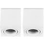 IP20 LED Aufbaustrahler GU10 Eckig Aluminium Weiß Matt 230V Schwenkbar | 2er Sparpack (Ohne Leuchtmittel)