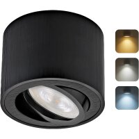 LED Aufbauspot 5W 230V CCT Schwenkbar | Schwarz Flach...