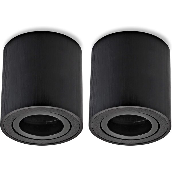 LED Aufbaustrahler GU10 | 2er Set schwarz rund schwenkbar Spot