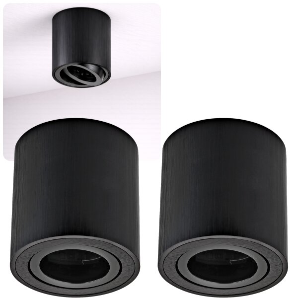LED Aufbaustrahler GU10 | 2er Set schwarz rund schwenkbar Spot