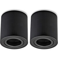 LED Aufbaustrahler GU10 | 2er Set schwarz rund schwenkbar...