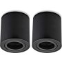 2er Set LED Aufbaustrahler GU10 Schwenkbar Schwarz Gebürstet | 230V Aufbauspots Aluminium Rund