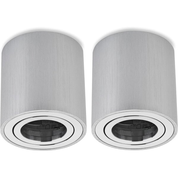 LED Aufbauspot GU10 | 2er Set rund schwenkbar Alu Spots