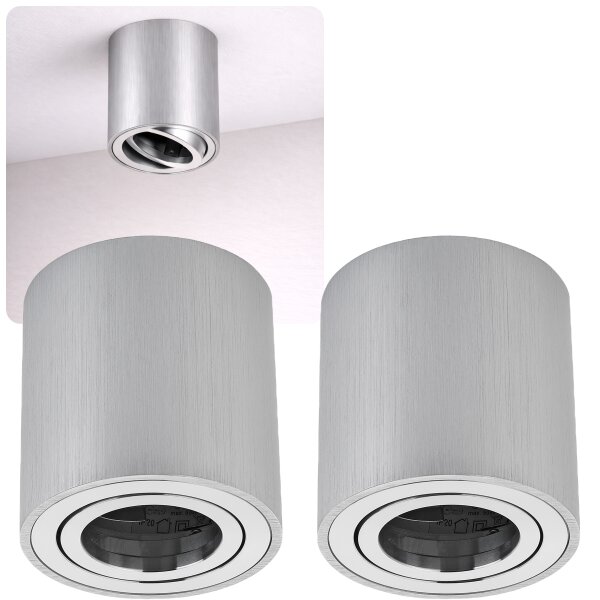 LED Aufbauspot GU10 | 2er Set rund schwenkbar Alu Spots