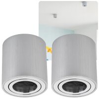 2er Set LED Aufbauspot GU10 Schwenkbar Alu Gebürstet...