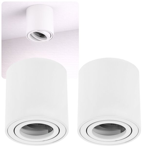 Aufbauspots LED GU10 2er Set weiß | Deckenstrahler rund Spot