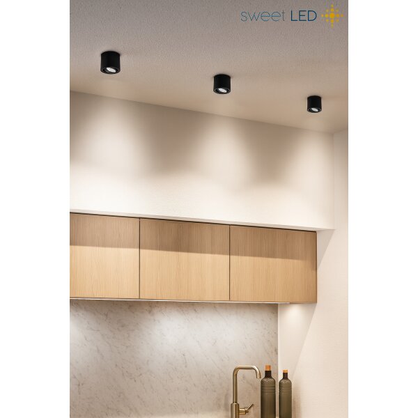 Aufbauspot schwarz rund warmweiß 5 Watt dimmbar warmweiß LED