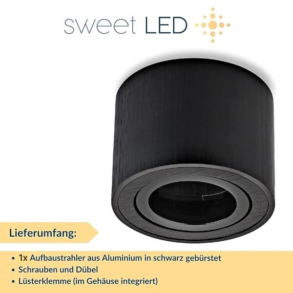 Aufbauspot schwarz rund warmweiß 5 Watt dimmbar warmweiß LED