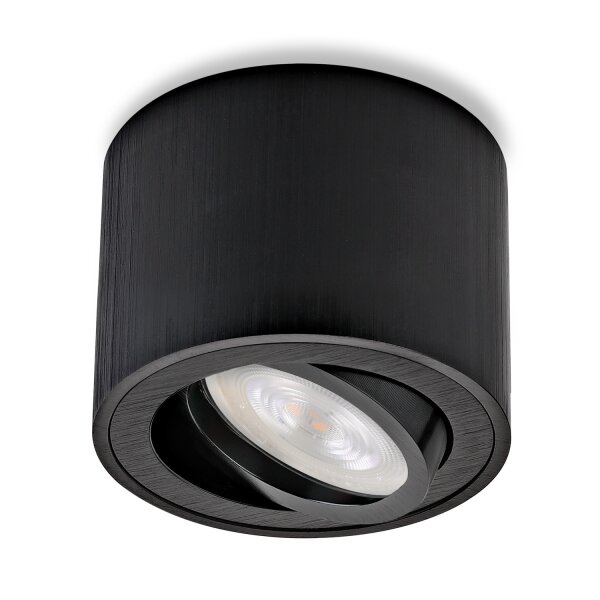 Aufbauspot schwarz rund warmweiß 5 Watt dimmbar warmweiß LED