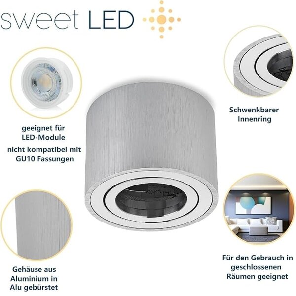 LED Aufbaustrahler Alu rund schwenkbar dimmbar | Spots 5W warmweiß