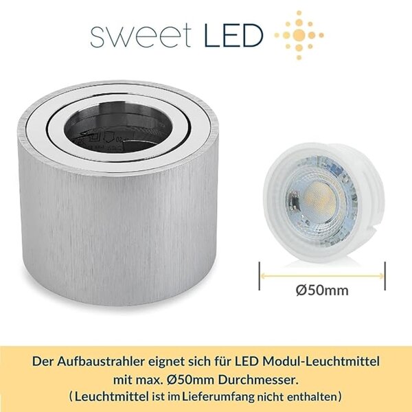 LED Aufbaustrahler Alu rund schwenkbar dimmbar | Spots 5W warmweiß