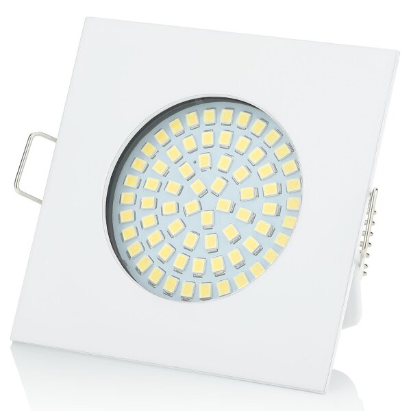 LED Einbaustrahler Weiß flach | 3,5W Eckig Ø65mm 230V Warmweiß