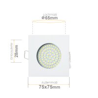 Eckig Einbaustrahler Weiß flach | 3,5W LED...
