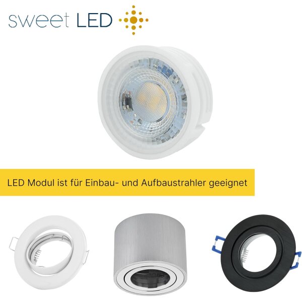 LED-Modul 5W Warmweiß 320lm Ø50mm, 20mm Flach – 4er Set Keramik-Module als Ersatz für GU10 Spots