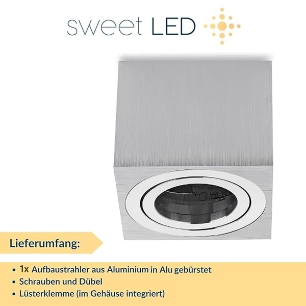 Eckig Alu gebürstet Aufbaustrahler | 5W LED flach 230V Warmweiß