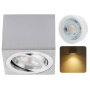 Eckig Alu gebürstet Aufbaustrahler | 5W LED flach 230V Warmweiß