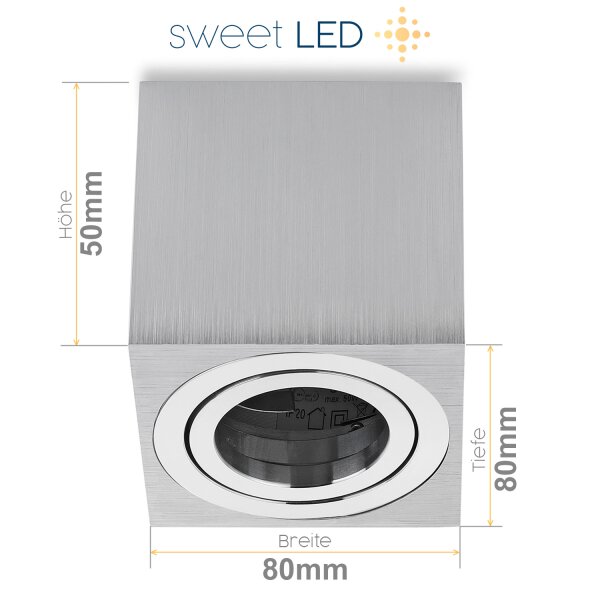 Aufbauspot flach inkl. 5W LED 230V Kaltweiß alu gebürstet