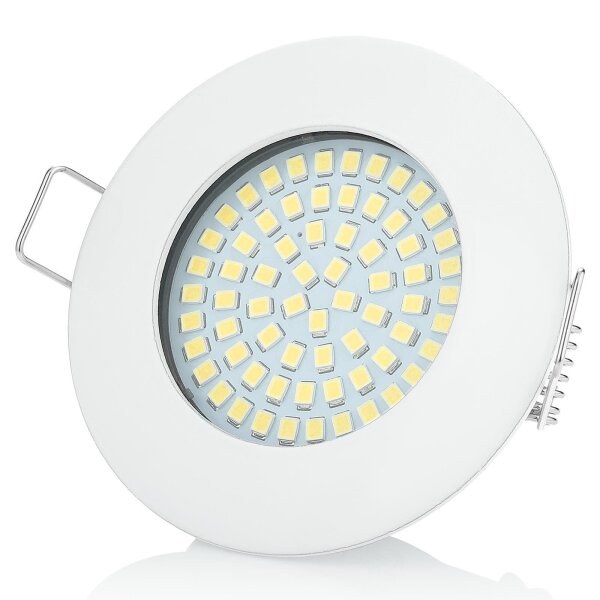 LED Einbaustrahler Weiß flach | 3,5W 230V Ø65mm Warmweiß Spots