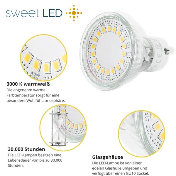 6er Set LED GU10 Lampe 5W Warmweiß (3000K) 430lm | 230V Leuchten Halogen Ersatz