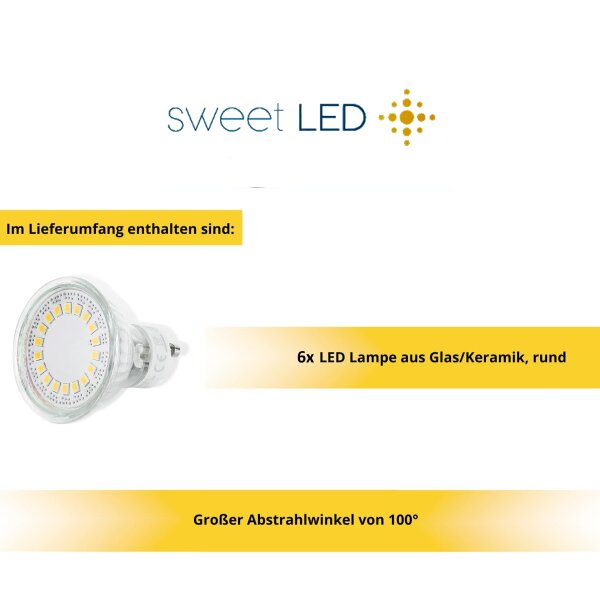 6er Set LED GU10 Lampe 5W Warmweiß (3000K) 430lm | 230V Leuchten Halogen Ersatz