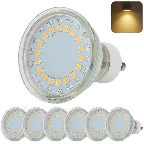 6er Set LED GU10 Lampe 5W | Warmweiß (3000K) 430lm 230V