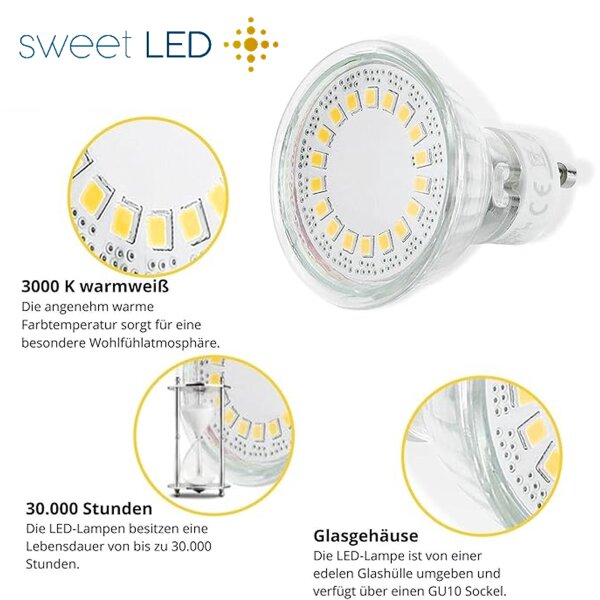 6er Set LED GU10 Lampe 5W | Warmweiß (3000K) 430lm 230V