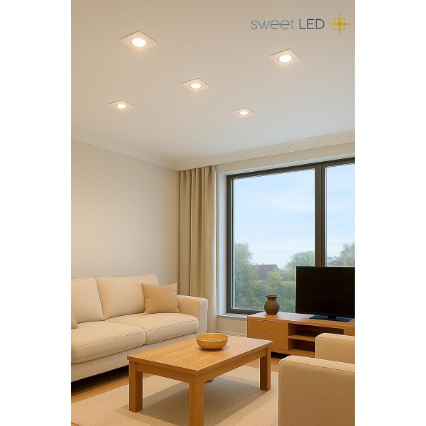 LED Einbaustrahler 5W 230V Dimmbar | 6er Set 3000K Warmweiß Eckig
