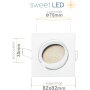 LED Einbaustrahler 5W 230V Dimmbar | 6er Set 3000K Warmweiß Eckig