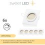 LED Einbaustrahler 5W 230V Dimmbar | 6er Set 3000K Warmweiß Eckig