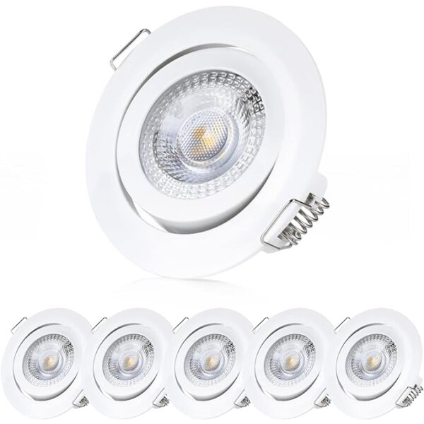 LED Einbaustrahler 230V rund weiß IP20 5 Watt 3000K 3Step 6er