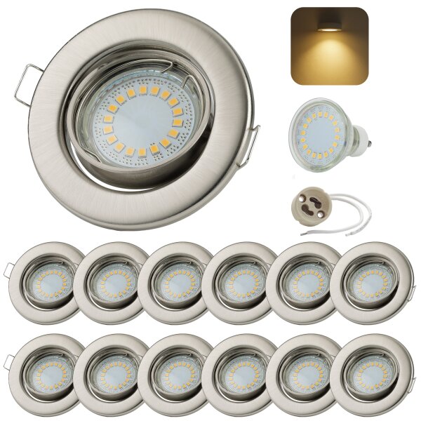 LED Einbaustrahler GU10 5W 230V | 12er Spots Set Deckenstrahler Schwenkbar 3000K