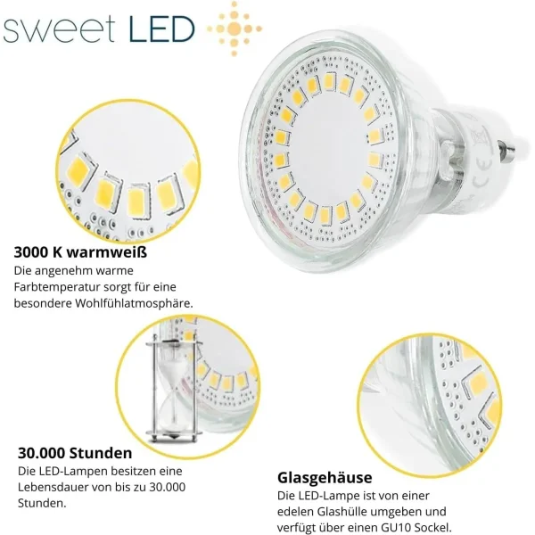 LED Einbaustrahler GU10 5W 230V | 12er Spots Set Deckenstrahler Schwenkbar 3000K