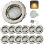 LED Einbaustrahler GU10 5W 230V | 12er Spots Set Deckenstrahler Schwenkbar 3000K