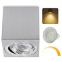 LED Aufbaustrahler GU10 dimmbar schwenkbar Aufbauspot 7W warmweiß | Aluminium Deckenspot eckig