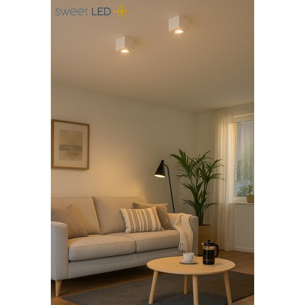 7W LED Aufbaustrahler Dimmbar | Eckig Weiß Alu 230V Schwenkbar
