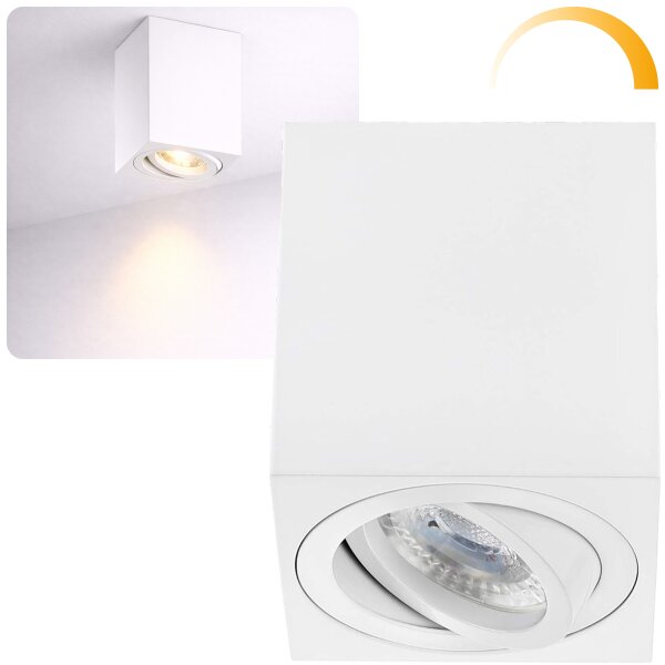 7W LED Aufbaustrahler Dimmbar | Eckig Weiß Alu 230V Schwenkbar