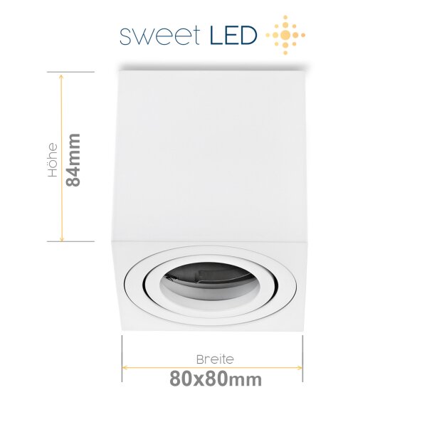 GU10 Aufbaustrahler LED eckig dimmbar schwenkbar | Aufbauspot weiß matt 7W warmweiß Aluminium Deckenspot