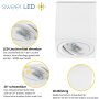 7W LED Aufbaustrahler Dimmbar | Eckig Weiß Alu 230V Schwenkbar