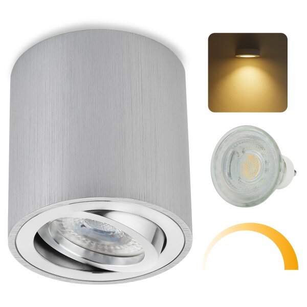 LED Aufbaustrahler dimmbar 7W warmweiß | 230V Aufbauspot Aluminium GU10 Spots