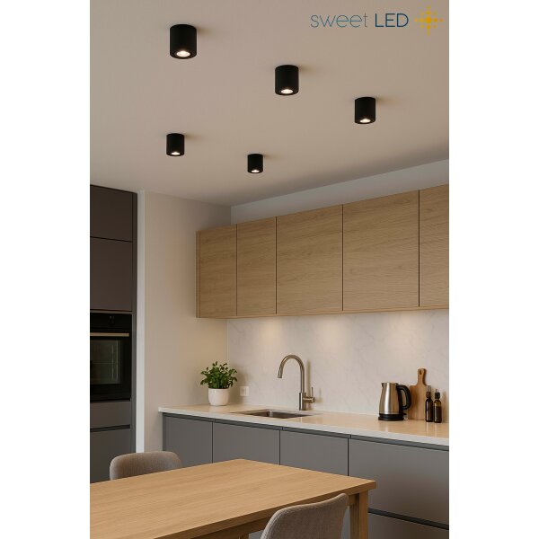 LED Aufbauspot GU10 dimmbar schwenkbar 7W warmweiß | Aufbaustrahler Aluminium schwarz gebürstet