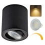 LED Aufbauspot GU10 dimmbar schwenkbar 7W warmweiß | Aufbaustrahler Aluminium schwarz gebürstet