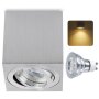 LED Aufbaustrahler GU10 eckig schwenkbar | 230V Aufbauspot 7W warmweiß Aluminium Deckenspot