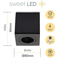 LED Aufbaustrahler 230V eckig schwenkbar schwarz...