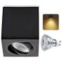 LED Aufbaustrahler 230V eckig schwenkbar schwarz gebürstet | Aufbauspot GU10 7W warmweiß Deckenspot