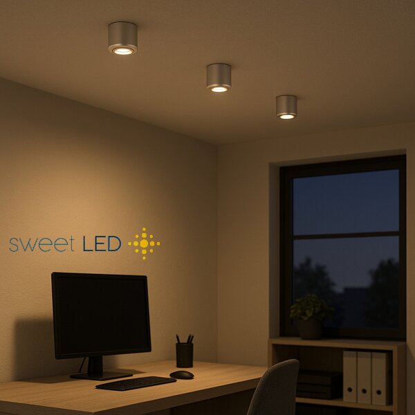 LED Aufbaustrahler GU10 7W warmweiß schwenkbar | 230V Aluminium gebürstet